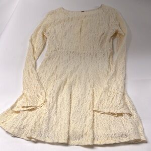 Free People Cream Long Sleeve Dress